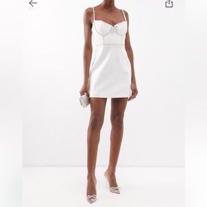 SELF-PORTRAIT Bow-tie crystal-embellished crepe mini dress